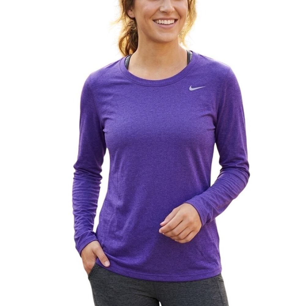 Nike Womens Dri-FIT Long Sleeve Training Top Purple Heather Size S NEW